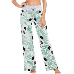 Mnsruu Pyjamabroekje voor dames, Panda Tropical Leaf, C47, L