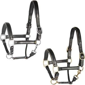 Harry's Horse Halster leder, zwart met bies Pony Zilver