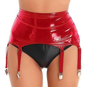 VOIV Dames lakleer jarretels met metalen clips lingerie jarretelgordel jarretel set nachtkleding