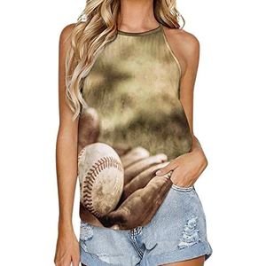 Retro honkbal dames tank top zomer mouwloze t-shirts halter casual vest blouse print t-shirt M