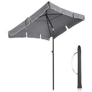 SONGMICS Parasol voor balkon, rechthoekige tuinscherm, 180 x 125 cm, uv-bescherming tot UPF 50+, kantelbaar, parasoldoek met PA-coating, voor tuin, terras, zonder voet, grijs GPU180G01