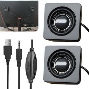 WIYETY MiniYX 3,5 mm TRS USB-luidsprekers, 2 stuks, zwart, stick-on, stereo, 2.0, beperkte garantie, luidsprekers voor computers, tablets, draagbare apparaten