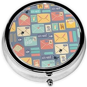 Postal Briefpapier Gedrukt Pil Doos 3 Component Mini Kleine Pil Case Leuke Pil Organizer Draagbare Ronde Pil Container Houder om Vitaminen Medicatie vast te houden