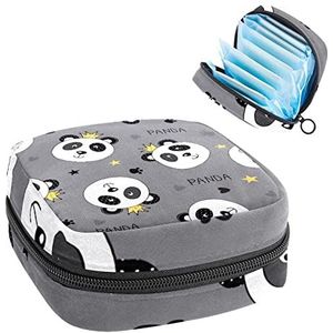 Maandverband Opbergtas,Draagbare maandverband Opbergzak,Grijze Panda Crown, Multi kleuren, 4.7x6.6x6.6 in/12x17x17 cm