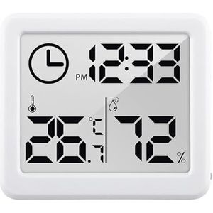 Multifunctionele Thermometer Hygrometer Automatische Elektronische Temperatuur-vochtigheidsbewaking Klok 3,2 Inch Groot LCD-scherm(White)