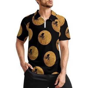 Golden Moon Bigfoot Sasquatch golfpoloshirts voor heren, klassieke pasvorm, T-shirt met korte mouwen, bedrukt casual sportkleding top, S