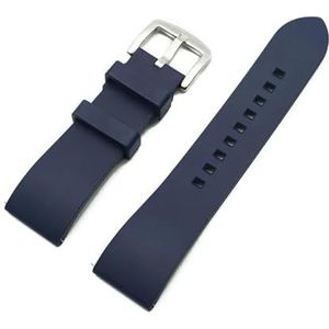 Jeniko Quick Release FKM Horlogebanden Mannen Vrouwen Duikhorloge Accessoires Premium Grade Fluor Rubber Horlogeband 20mm 22mm 24mm (Color : Deep Blue-silver, Size : 22mm)