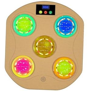 F Fityle Muziekbokswand Doelbokstrainer met RGB-verlichting met display Bokstrainingsapparatuur voor reactiefitnessapparatuur, Beige