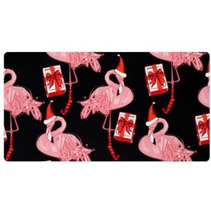 VAPOKF Kerstmuts Roze Rood Geschenken Flamingo Patroon Keukenmat, Antislip Wasbaar Vloertapijt, Absorberende Keukenmatten Loper Tapijten voor Keuken, Hal, Wasruimte