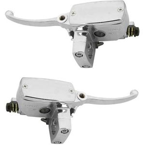 Motorfiets Koppelingshendel Universele 25 Mm Stuur Links Rechts Motorfiets Rem Koppeling Hoofdcilinder Reservoir Hendels(Left Right - Chrome)