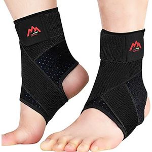 Enkelbrace, 2 stuks ademende en verstelbare enkelsteun voor mannen en vrouwen, sterke compressie enkelsteun wrap voor verstuikte enkel, plantaire fasciitis, sport.