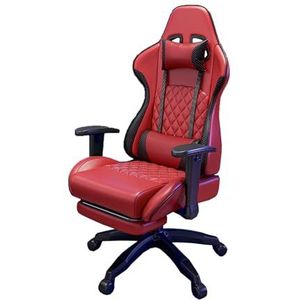 Zware gamingstoel for volwassenen Versterkte basis, verdikt zitkussen, verstelbare armleuning, en hoge ergonomische kantoorcomputerstoel Videogamestoel met voetsteun (Kleur : Red, Maat : 36x47cm)