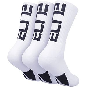 Elite Basketbalsokken, gewatteerde atletische sport crew sokken voor mannen jongen vrouwen meisje, Wit - Elite Crew Sokken (3 paar), Medium