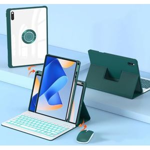 Toetsenbordhoes voor HUAWEI Matepad 11.5 inch 2023, 720° Rotatie, 7 Kleuren Achtergrondverlichting, Magnetisch Afneembaar Draadloos Toetsenbord met Bluetooth Muis,Groen