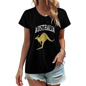 Australië Kangoeroe Dames V-hals T-shirts Leuke Grafische Korte Mouw Casual Tee Tops 5XL