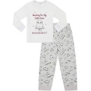 Harry Potter Hedwig luxe fleece lange pyjama voor meisjes, Wit, 7-8 jaar