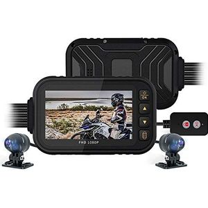 Dash Cam For Motorfietsen, 3 Inch IPS-scherm, 1080P + 720P Dubbele Dashcam, G-sensor, Lusopname, Parkeerbewaking, Bedrade Bediening, Max. 128 GB
