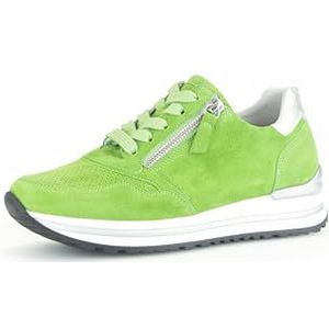 Gabor Low-Top sneakers voor dames, lage schoenen, comfortabel extra breed (H), Groen 34, 35.5 EU Breed