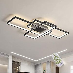 Diossad Dimbare Plafondlamp LED met Afstandsbediening, Rechthoekige Lichten Plafondlamp, 2700K-6500K Warme Natuur Koud Wit Plafond Panel Voor Slaapkamer Woonkamer Keuken Versieren (black, 110*60*6cm)
