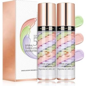 Skynest 2 stuks poriënprimer, kleurcorrigerend gezichtsserum, gezichtsmake-up primerbasis, isolatiecrème, onzichtbare porie, olieregeling, verhelderende hydraterende essentie concealer foundation (#1)