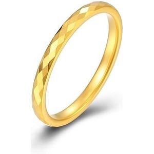 Eenvoudige diamantgeslepen wolfraam ring, unisex stijl, gestapeld, draag gewone cirkel wolfraam handsieraden (Color : Golden, Size : 9#)
