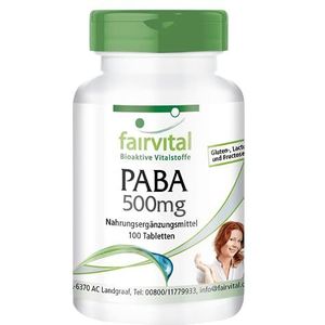 Fairvital | PABA tabletten 500mg (para-aminobenzoëzuur) - HOOG GEDOSEERD - vitamine B10 - VEGAN - 100 tabletten