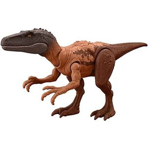 Mattel Jurassic World Strike Attack Dinosaurus figuur Herrerasurus met gewrichten en functie n de hit Nico, speelgoedcadeau met spel voor Sico en Digital