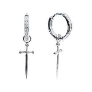 S925 sterling zilveren oorbellen for dames, dolkkruisoorbellen, oorbellen, oorbellen, diamanten oorbellen(Style:Silver)