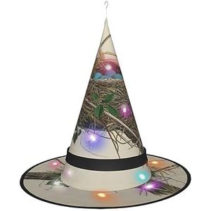 EdWal Verlichte tovenaar cap, Halloween heksenhoed, hangende heksenhoed, voor buiten tuin indoor feest-vogelnest