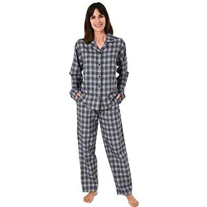NORMANN WÄSCHEFABRIK Dames lange mouwen Flanell Pyjamas, Geruit Patroon - Ook in overmaten 281 201 95 991 - grijs - M