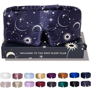 DROWSY Zijden slaapmasker met zachte bekleding voor luxe slaap in totale duisternis (kosmische energie)