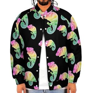 Multi Gekleurde Kameleon Grappige Mannen Baseball Jacket Gedrukt Jas Zachte Sweatshirt Voor Lente Herfst