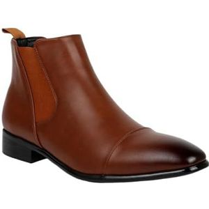 Mens Chelsea Boots Casual Dress Boots Black Ankle Boots Elastic Slip On Boots For Men (Color : Light brown, Size : EU 43)