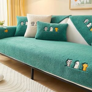 Grappige Pluche Bankhoezen Sherpa Fleece Hoekbankhoezen Schattige Kattenpoot Bankhoezen Antislip Bankhanddoek Zachte Balkondeken Anti-kras Meubelhoes Voor Huisdier(Green,70 * 150cm/27.6 * 59in)