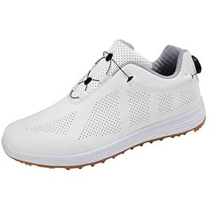 PENXZT Dames waterdichte golfschoenen Breed passende stekeloze casual sneakers Grote maat,Wit,38 EU