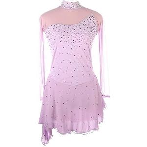 Nnnydjy Klassieke Rolschaatsdansjurken Voor Meisjes Kunstschaatswedstrijdrok Voor Dames Handgemaakt Turnpakje Voor Artistieke Gymnastiek Lange Mouwen,Purper,11_13Years