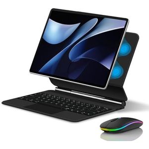 Toetsenbordhoes voor HUAWEI MateBook E 12.6-inch 2023, Magnetische Zwevende Cantileverstandaard, Ultradunne Beschermhoes met Verlicht Toetsenbord, Multi-Touch Trackpad