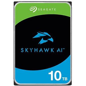Seagate Skyhawk AI, interne harde schijf voor video met maximaal 64 camera's, 10TB, 3,5 inch, 256 MB cache, SATA 6 GB/S, zilver, incl. 3 jaar Rescue Service, modelnummer: ST10000VE000 (Refurbished)