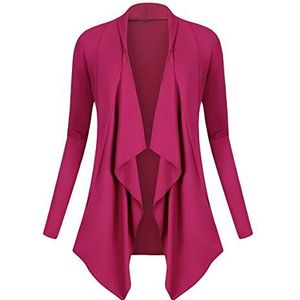 urban GoCo vest voor dames, met lange mouwen, open voorkant, onregelmatige zoom, Fuchsia, L