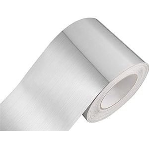 Behangrand Zelfklevende PVC wand- en plafondrandstrip, 5 m, veelkleurig, diverse maten, x(Brushed Silver,8cm(W) X5m(L))