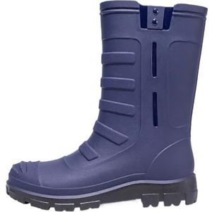 AYWTIUN Regenlaarzen voor mannen mannen middenbuis hoge buis outdoor waterdichte slijtvaste regenlaarzen rubberen schoenen, Donkerblauw, 44 EU