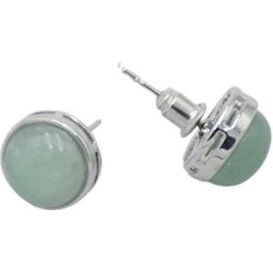 Natuursteen Ronde Oorknopjes Tijgeroog Roze Kwartskristal Opaal Zilver Kleur Eenvoudige Oor Sieraden Voor Vrouwen Meisje Oorbel, groene Aventurijn