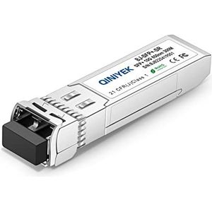 QINIYEK 10GBase-SR SFP+ Transceiver, 10G Multimode SFP+ LC Module, 850nm MMF, tot 300 m, Compatibel met Cisco SFP-10G-SR, Ubiquiti UF-MM-10G, Fortinet, Mikrotik, Netgear, Supermicro,