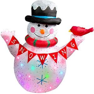 CCLIFE Led Self-Snowing Snowman met Sneeuwval Verlichte Opblaasbare sneeuwpop buiten Snowing Christmas Lights Kerstversiering Kerstfiguur
