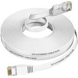 Internet Kabel 10 meter wit, Cat6 Platte Ethernet Kabel Gigabit Netwerkkabel 10m, Hoge snelheid LAN Kabel 250Mhz, Cat6 RJ45 witte Patchkabel voor Router, Switch, Modem, PS5, PS4