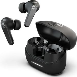 JLab JBuds Pods ANC Noise Cancelling Oordopjes - Wireless Earbuds met Actieve Ruisonderdrukking, 56+ uur Afspeeltijd, Draadloze In-Ear Earpods, IP55, App-bediening & Heldere Gesprekken, Zwart