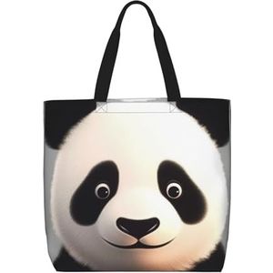 Doffo Landschap van Monument Valley bedrukte herbruikbare boodschappentassen,Canvas draagtas herbruikbare boodschappentassen strandtas schoudertas, Panda mooi hoofd, Eén maat
