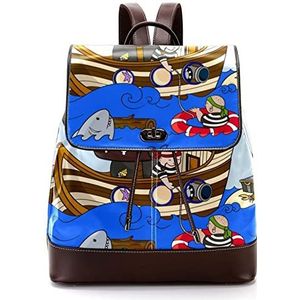 Pirates of the Sea gepersonaliseerde schooltassen boekentassen voor tiener, Meerkleurig, 27x12.3x32cm, Rugzak Rugzakken