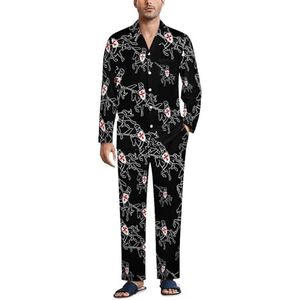 Templar Knight pyjama voor heren, tweedelige pyjamaset met knopen, nachtkleding met lange mouwen, top en broek, loungewear