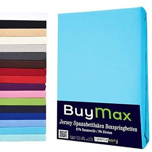 Buymax Hoeslaken, stretch, 180 x 200 - 200 x 220 cm, voor waterbedden en boxspringbedden, dekbedovertrek voor matrassen, matrashoogte tot 35 cm, turquoise